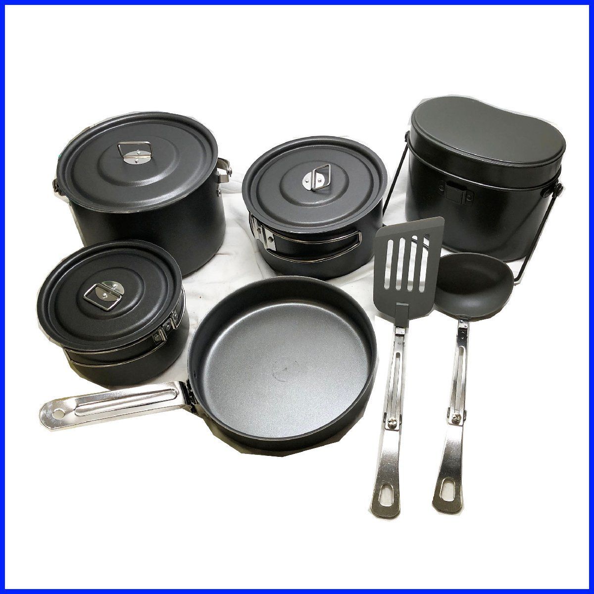 中古保管品○キャプテンスタッグ○クッカーセット 飯盒付き 7点