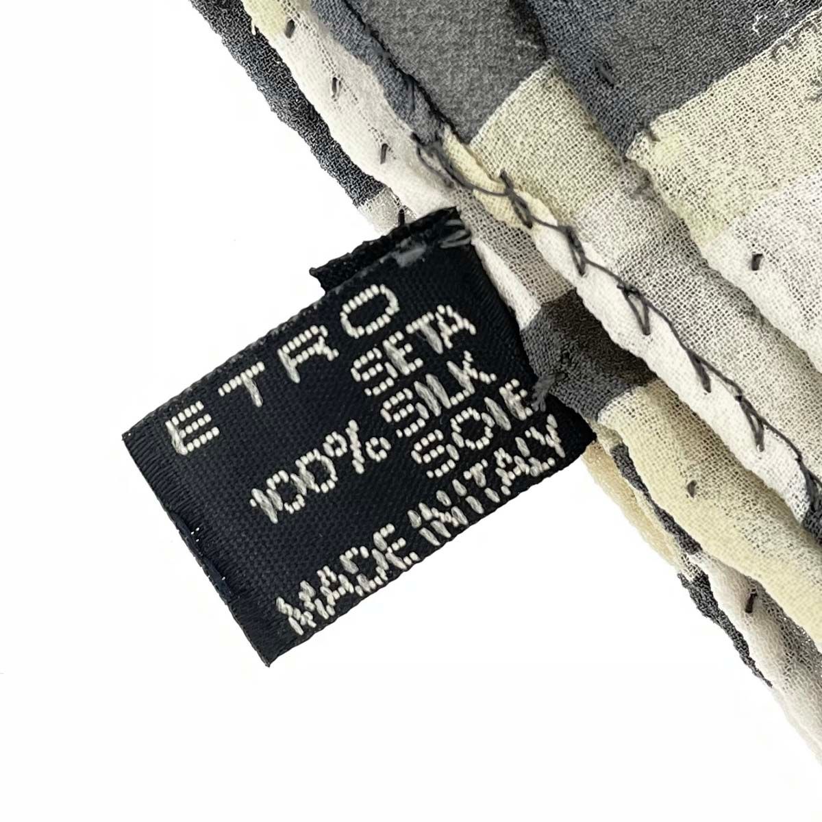 【美品】ETRO ウールシルク ロングスカーフ ペイズリー グレートーン ETRO エトロ スカーフ ペイズリー/シルク100％ グレー レディース