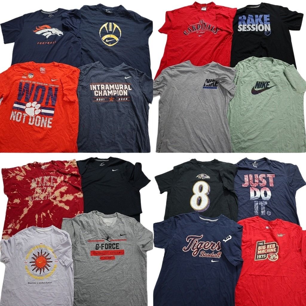 古着卸 まとめ売り ナイキ 半袖Tシャツ 16枚セット (メンズ L /XL ) ワンポイント プロチーム カラー系 タイダイ MS8978