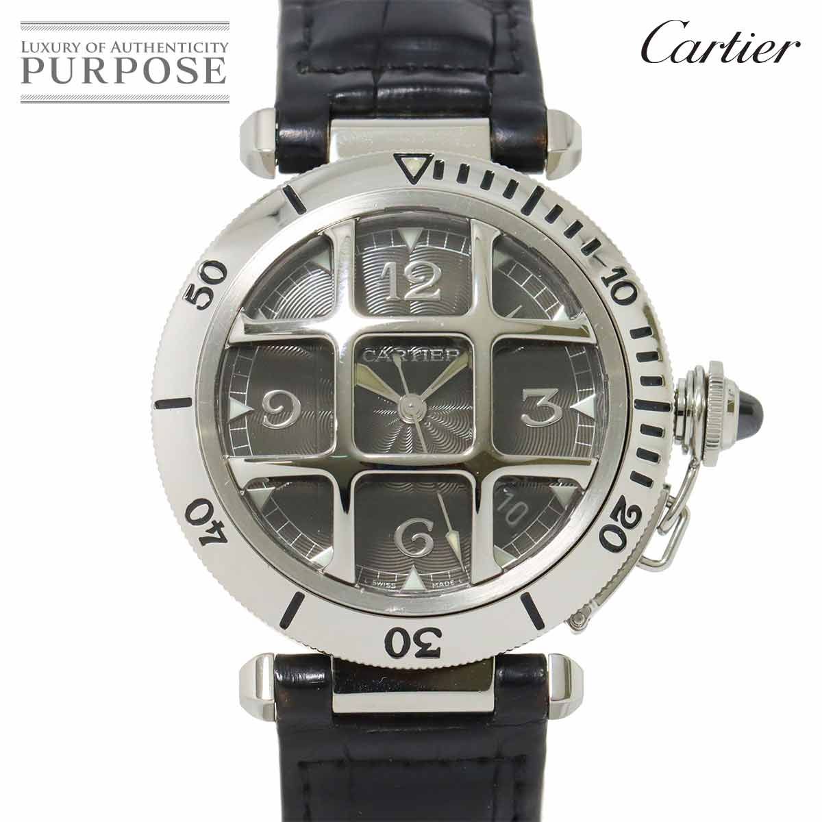 カルティエ Cartier パシャ 38mm N950 コンベックスグリッド W3106255 メンズ 腕時計 デイト プラチナベゼル 自動巻き Pasha 90246859