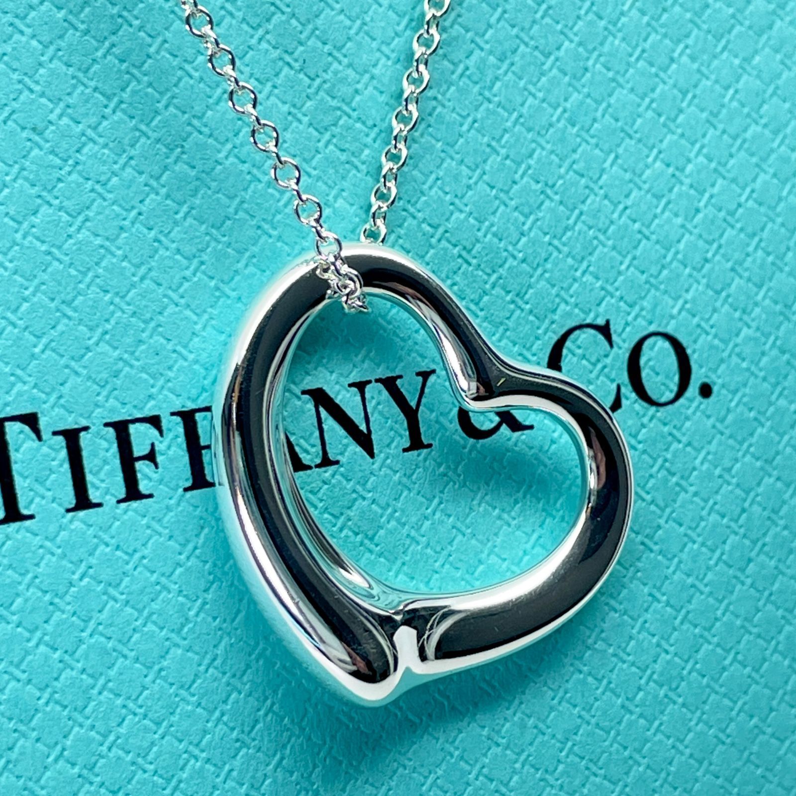 極美品 ティファニー オープンハート ラージ ネックレス L/24-3870S  