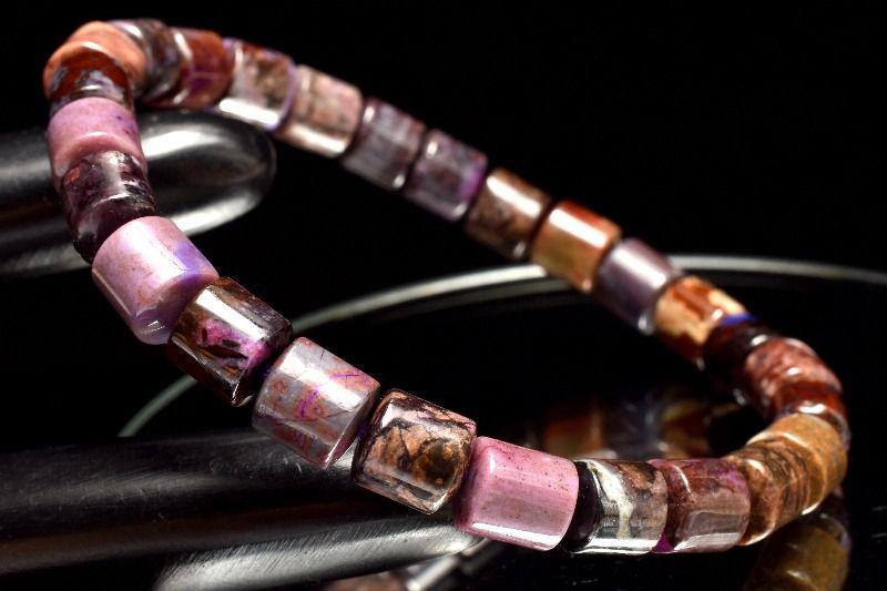 １点物 高発色 癒やしの石 スギライト 杉石 6.5-7x6.5mm チューブ ブレスレット パワーストーン 天然石 _MA7995
