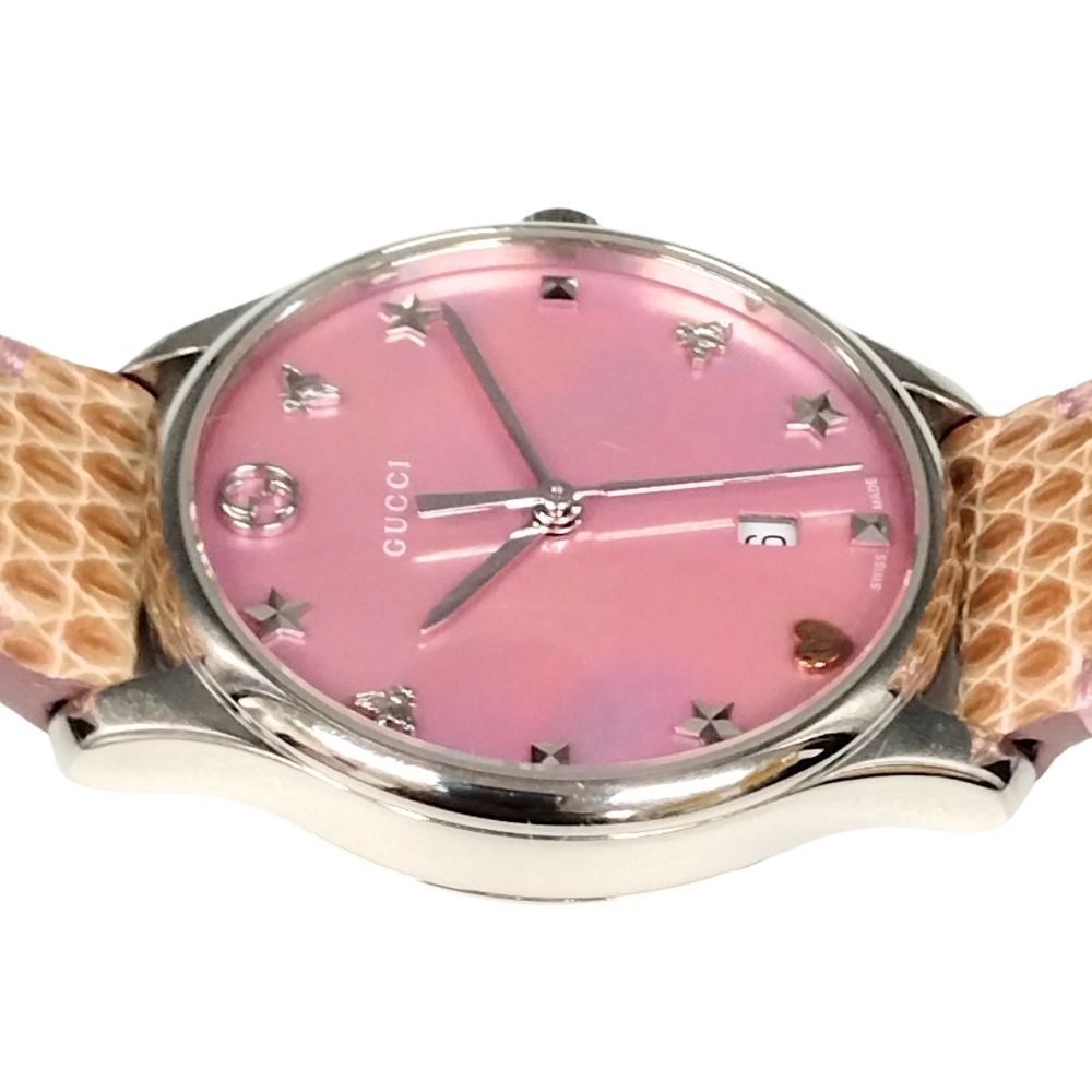 GUCCI グッチ 126.5 Gタイムレス ピンクシェル クォーツ リザード  