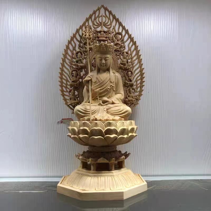 精密雕刻 木彫仏像 地蔵菩薩 仏教美術 地蔵菩薩座像 総高28cm - メルカリ