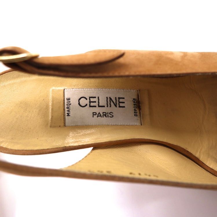 CELINE オープントゥパンプス 21.5cm ベージュ スエードレザー