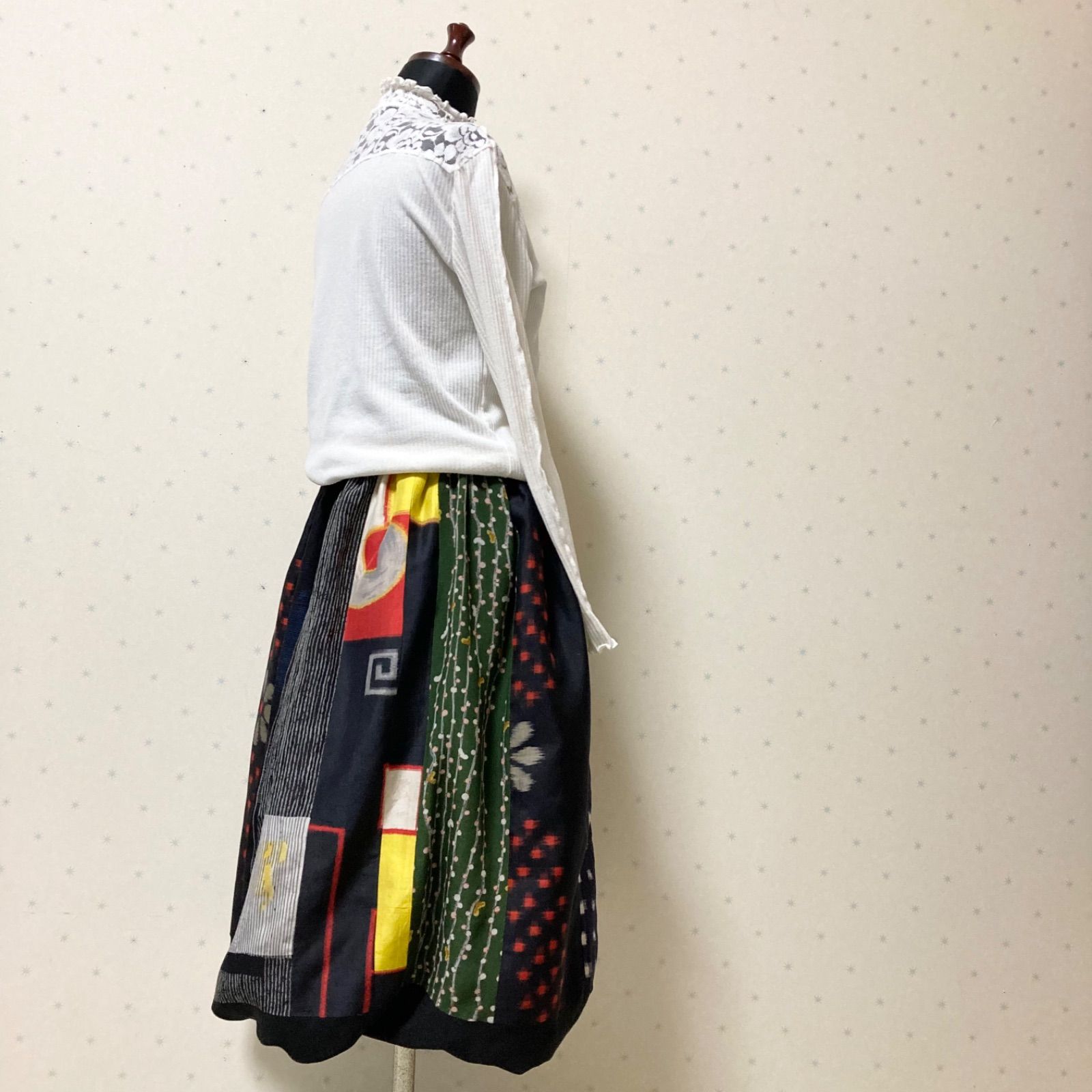 着物リメイク パッチワーク リバーシブル バルーンスカート - メルカリ 