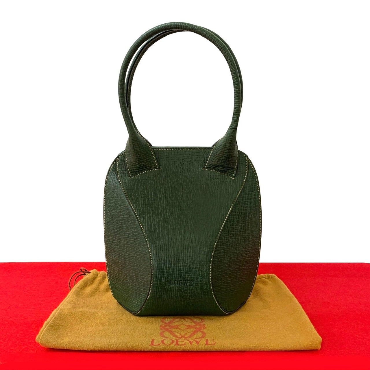 ほぼ未使用 袋付 LOEWE ロエベ ロゴ 型押し レザー 本革