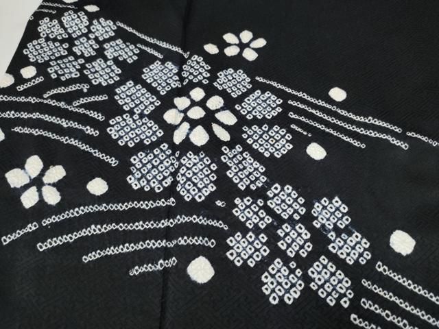 平和屋着物○訪問着 絞り 舞花文 黒地 正絹 逸品 CAAP7134hy 平和屋着物