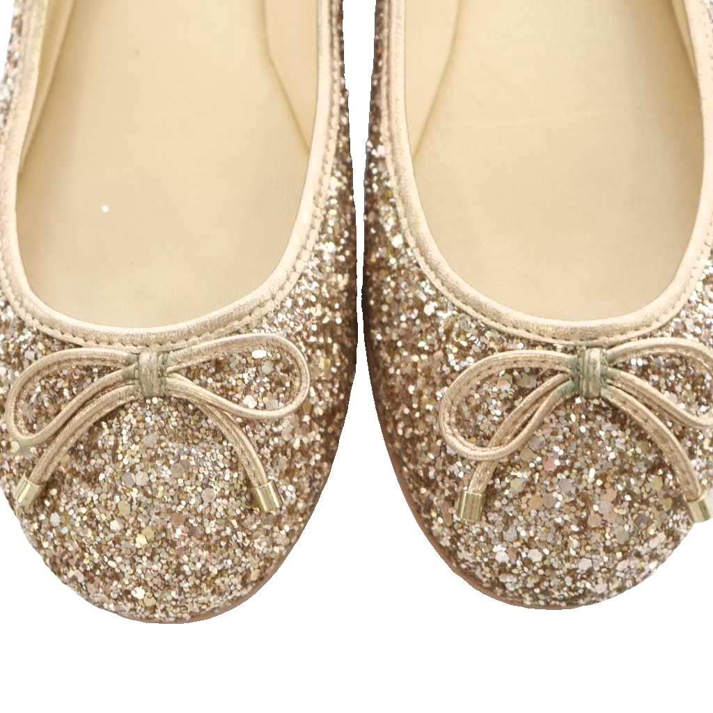 JIMMY CHOO グリッター バレエシューズ ゴールド ジミーチュウ JIMMY CHOO バレエシューズ フラットシューズ
