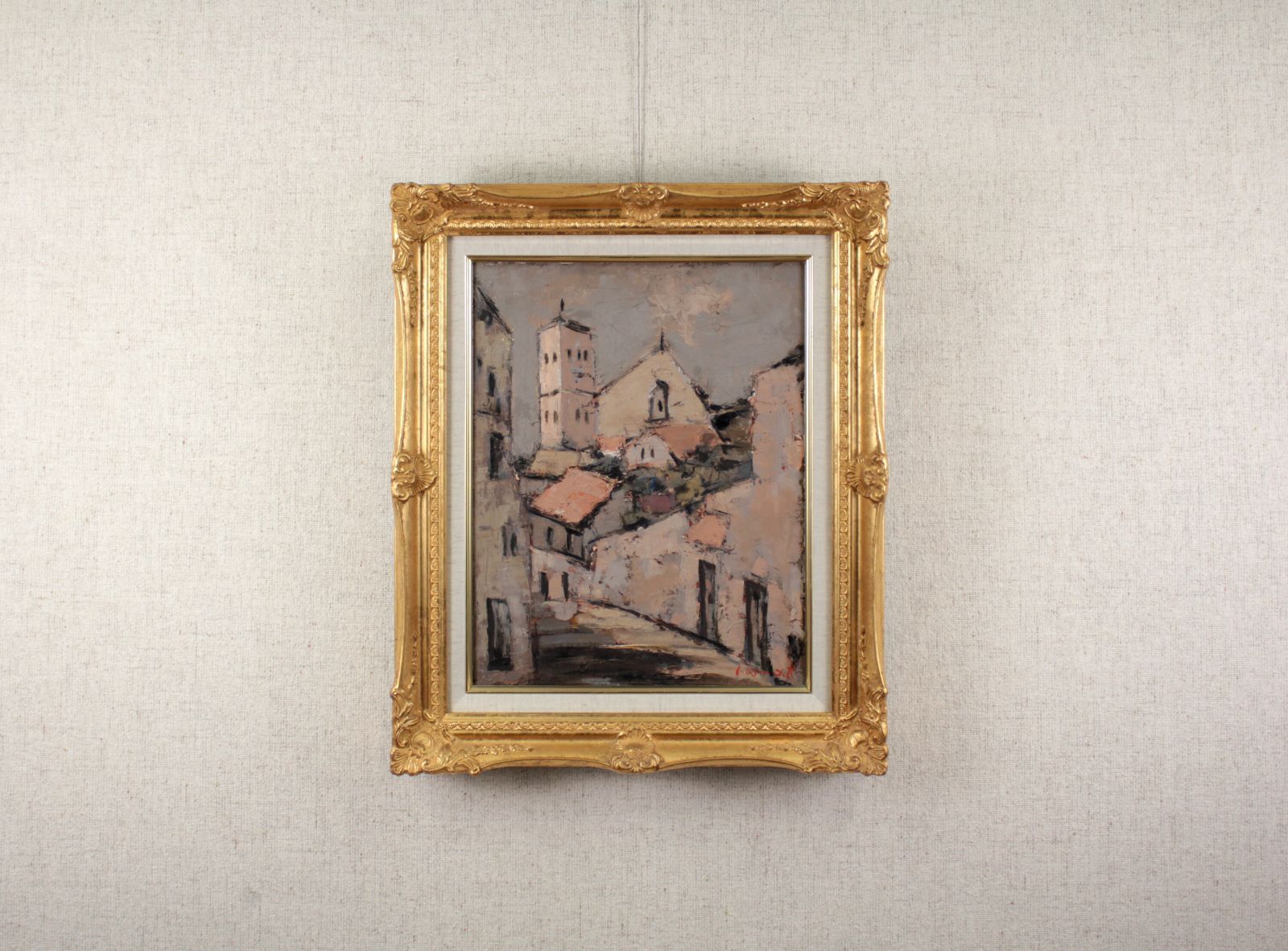 友成晴雄『スペインの古い街』油彩画【真作保証】 絵画 - 北海道画廊 