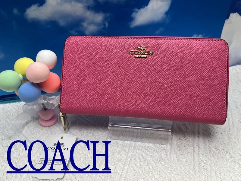 コーチ COACH 財布 長財布 クロスグレーン レザー ロング ジップ アラウンド ウォレット ストラップ付き  バレタインディー プレゼント メンズ 財布 レディース 新品未使用 ブランド ファッション A221 F52372 14