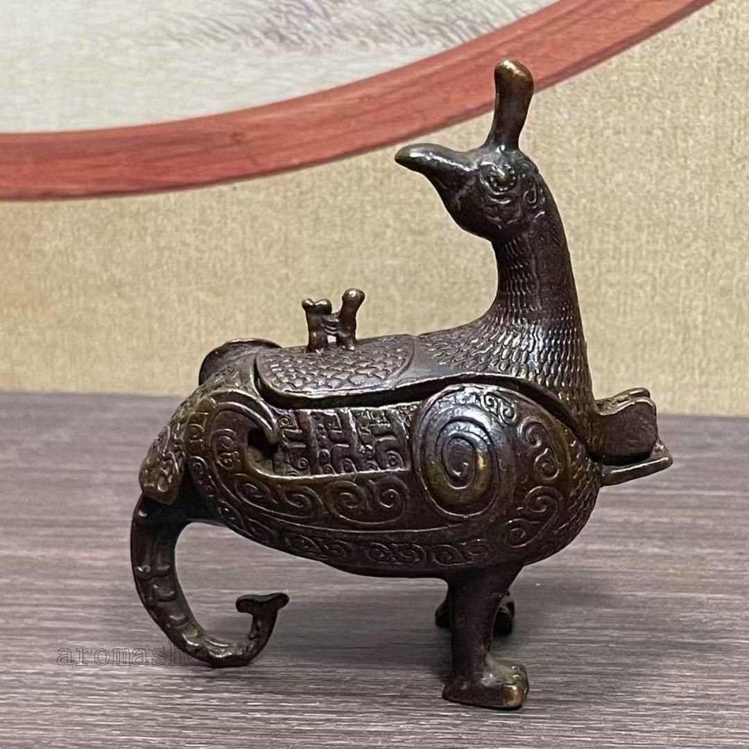 銅製 香炉 侯鳥尊香炉 茶台茶寵 香道具 装飾品 工芸品 置物