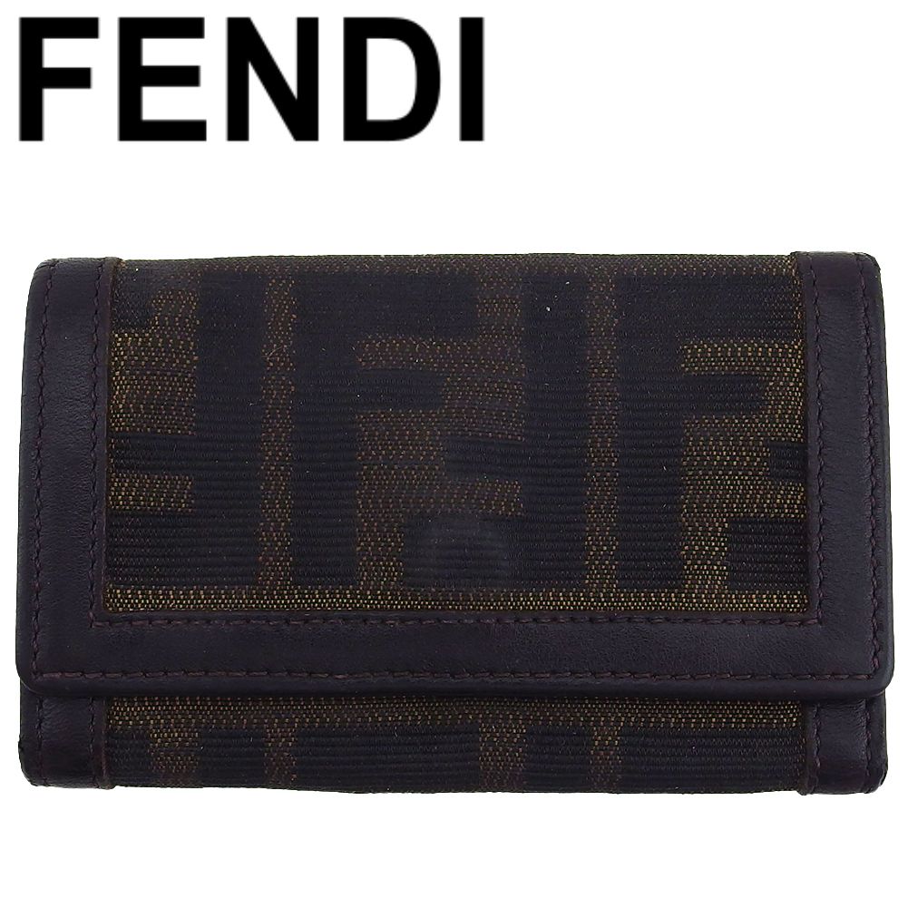 お値下げ！！新品未使用　FENDI ロゴ キーケース ズッカ　ブラウン/ブラック 楽天市場】フェンディ FENDI キーケース ズッカ ダークブラウン