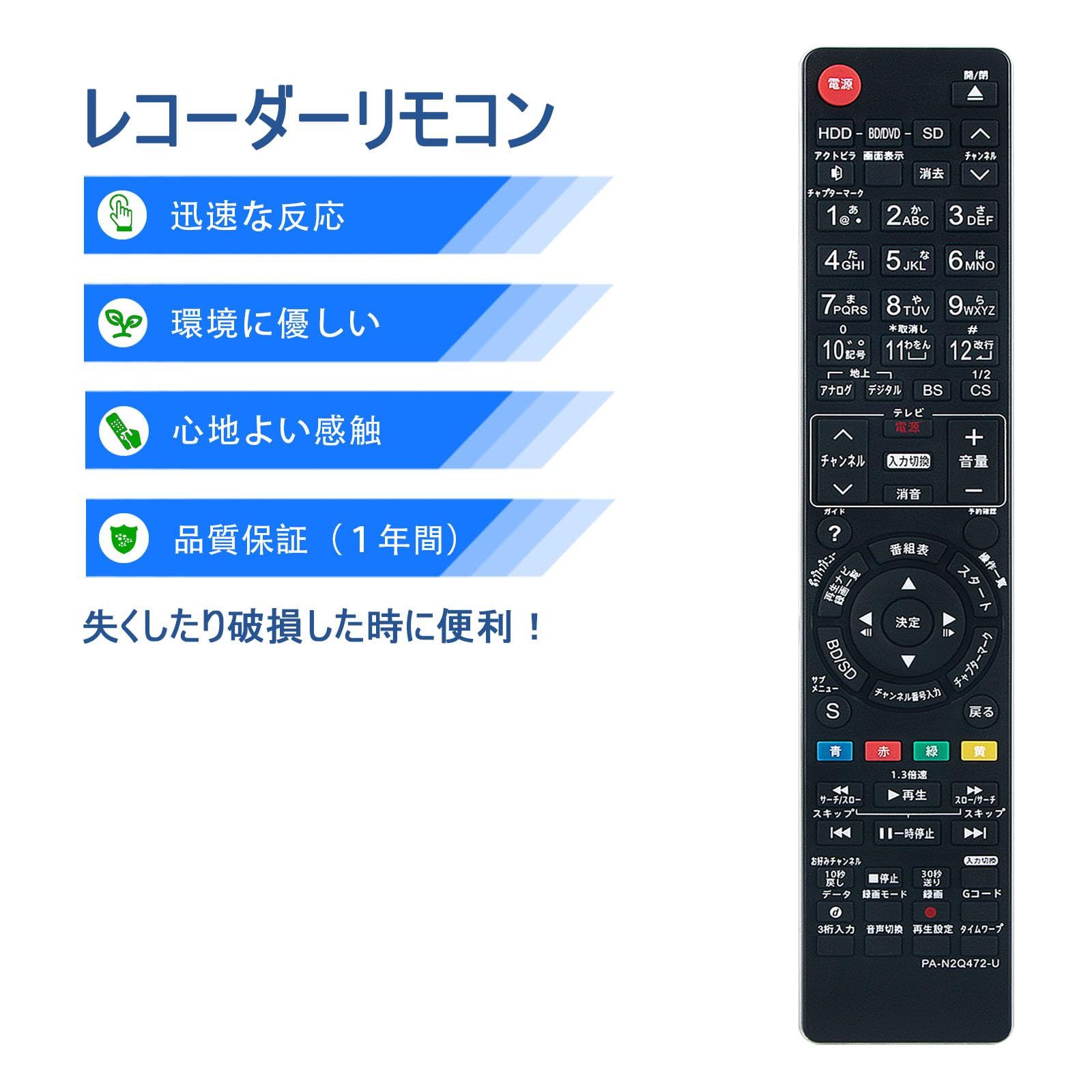 PerFascin 代替リモコン FITS FOR N2QAYB000186 Panasonic
