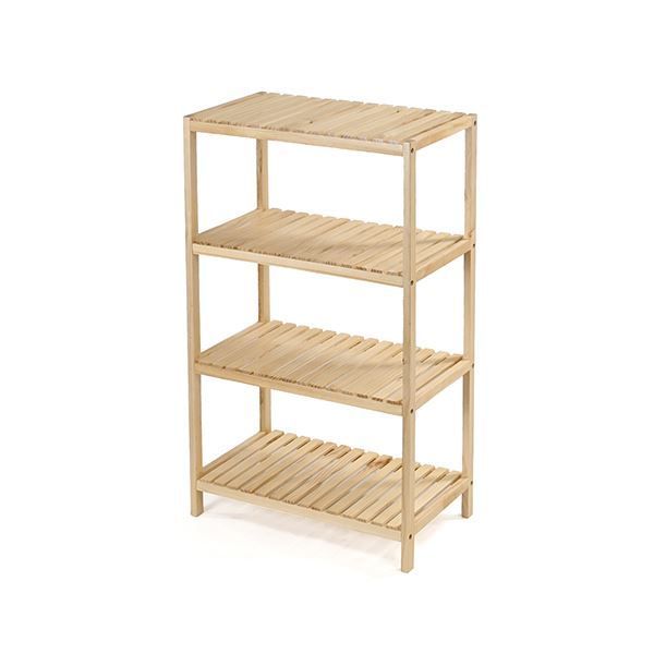 工場 ウッドラック4段 ナチュラル 組立品 収納棚 約幅60cm 4段 ナチュラル