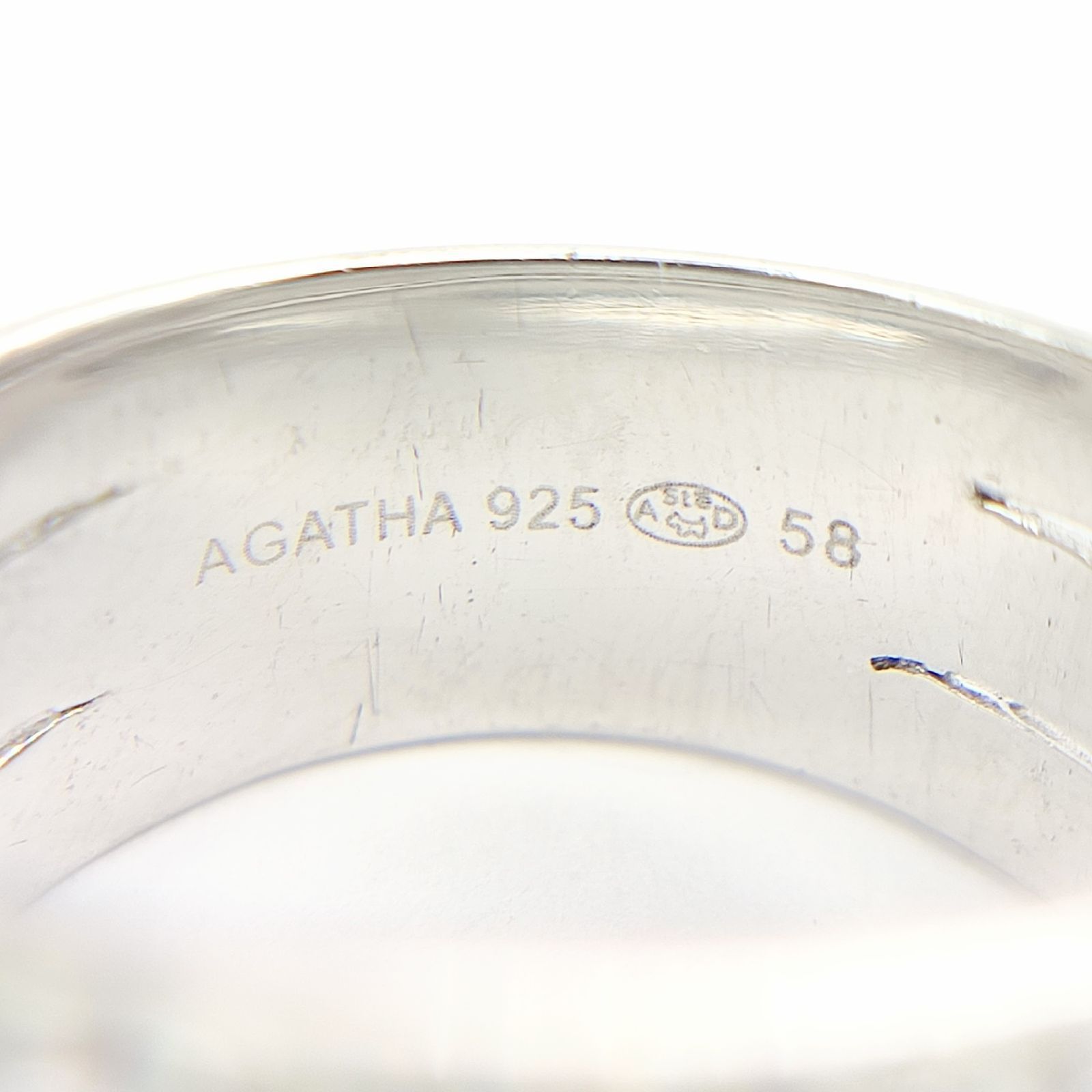 美品】AGATHA アガタ 3連ストーンパヴェリング SILVER シルバー925 17 