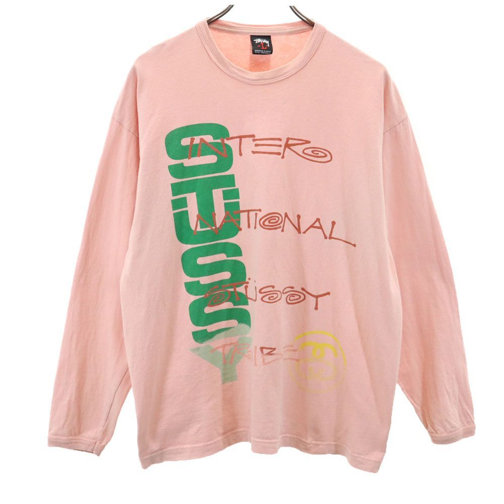 ステューシー プリント 長袖 Tシャツ L ピンク系 STUSSY ロンT