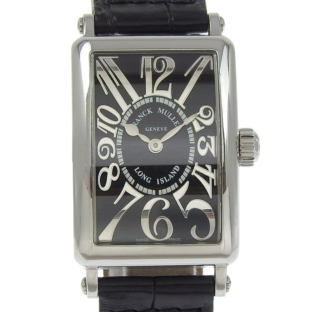 FRANCK MULLER フランクミュラー ロングアイランド cal.772 902QZ REL ステンレススチール×クロコダイル クオーツ アナログ表示 レディース ブラック文字盤 腕時計