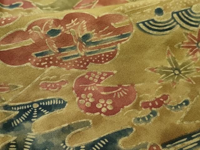 平和屋着物□上質な小紋 型染め 花鳥風景文 暈し染め 正絹 逸品  