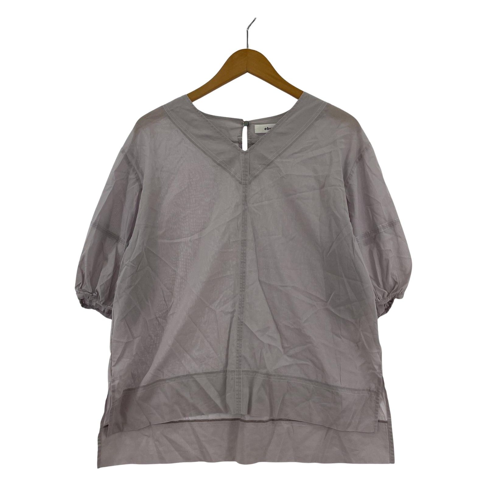 ebure 半袖ブラウス ebure エブール 半袖 Vネック シアーブラウス size38