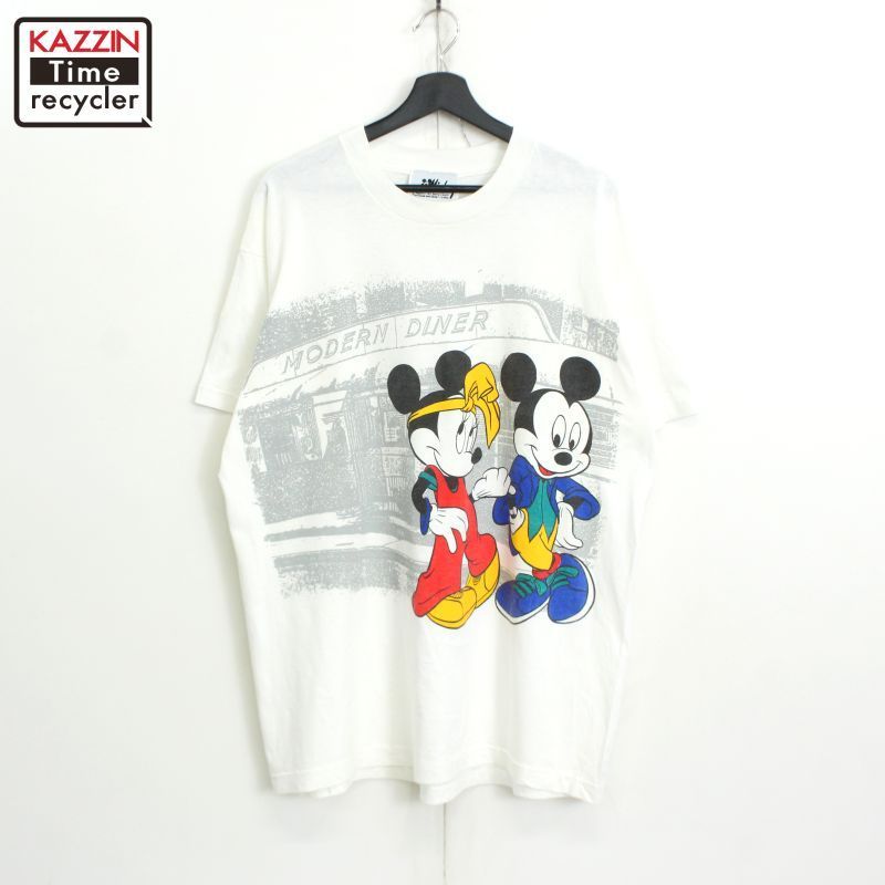 80s USA製 vintage Jerry Leigh ミッキーマウス Mickey Mouse 大判プリント 半袖Ｔシャツ メンズ XLサイズ相当 ビッグサイズ オーバーサイズ