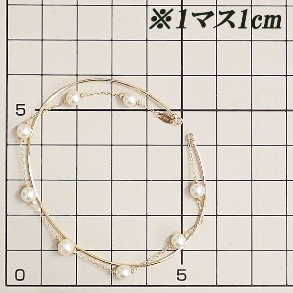 アコヤ真珠 バングル K18イエローゴールド 重ね付け風 ダブル  