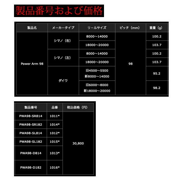リブレ パワーアーム 98 PWA98-SL814 シマノ8000～14000番左巻き