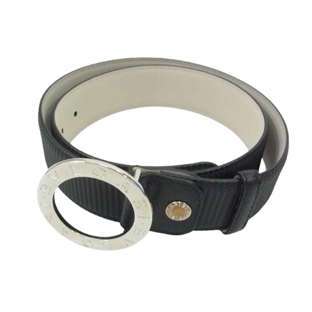 BVLGARI ブルガリ ラウンドロゴ バックル ベルト ブラック系【中古】 