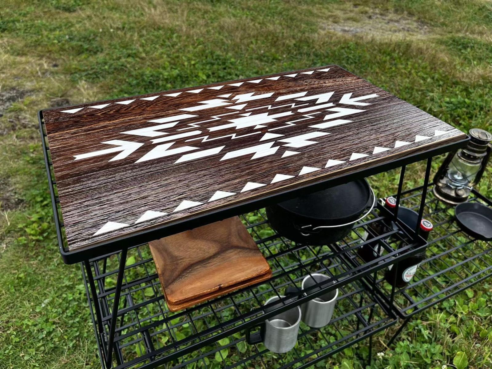 新品 OUTDOORSHIN フィールドラック キャンピングラック 折り畳み式 収納ラック アウトドアテーブル スチール製 コンパクト 収納ケース付き
