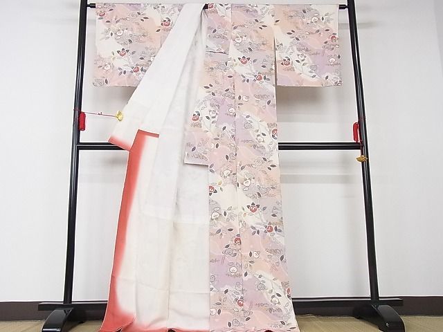 平和屋-こころ店■極上　小紋　跳び兎　黒地　ロング丈　さが美扱い　着丈173cm　裄丈69cm　正絹　逸品　未使用　3kk2740