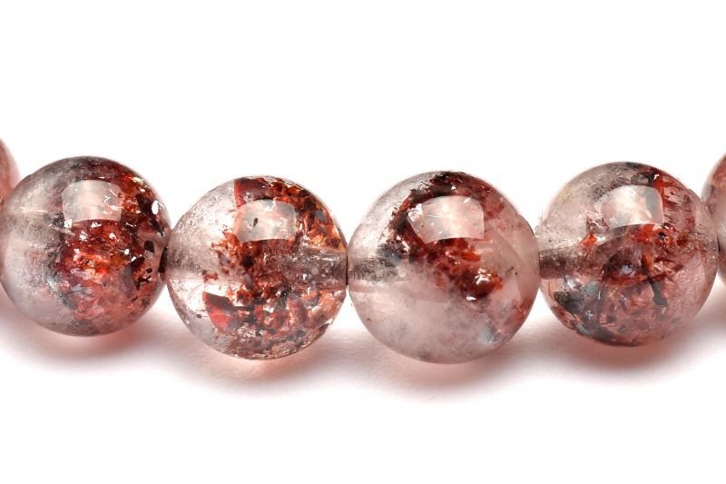 １点物 AAA ピラミッドファントム ストロベリークォーツ レピドクロサイトインクォーツ 5.5mm ブレスレット パワーストーン 天然石 _MA9179