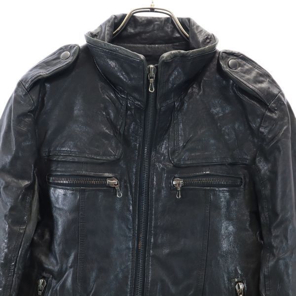 シェラック 羊革 ライダース レザージャケット 44 黒 SHELLAC メンズ