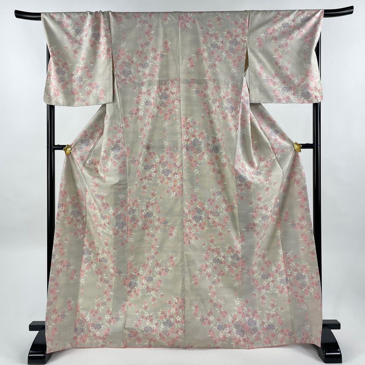 紬 身丈170cm 裄丈70cm L 袷 灰色 正絹 美品 優品 【中古】 着物 紬 身丈170cm 裄丈70cm L 袷 灰色 正絹 美品 優品 【中古】 着物