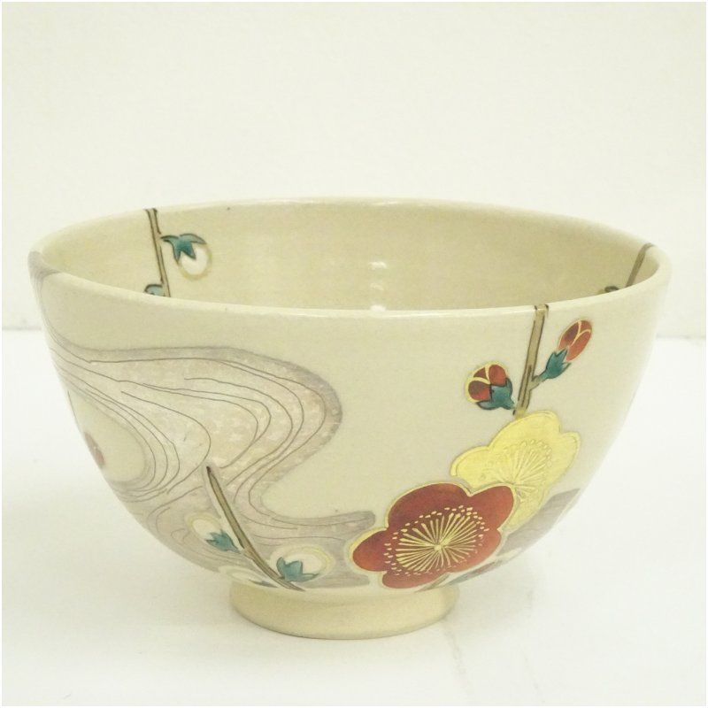 陶泉窯造 色絵鷺草茶碗 共箱 茶道 抹茶 おしゃれ 抹茶茶碗 抹茶碗 和食器 レトロ 茶器 骨董 茶わん 茶会 茶の湯 7月 夏