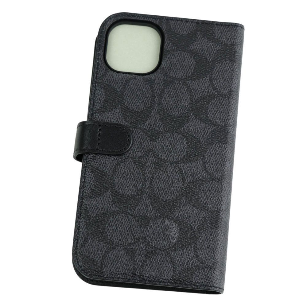 COACH】コーチ シグネチャー iPhone14Pro 手帳型ケース チャコール