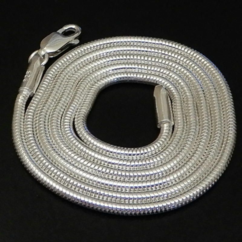 （幅2.0mm 40cm?60cm）60cm 蛇革の質感 スネークチェーンネックレス シルバーネックレス チェーン ネックレス メンズネック 太い ネックレス メンズ シルバー925 スネークチェーン 40cm3.4mm 蛇革