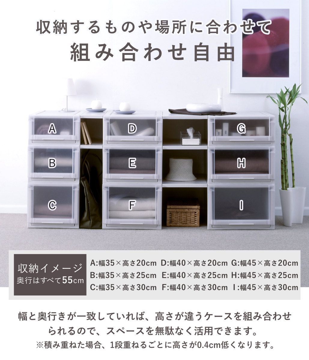 収納ケース 同色2個セット 幅40×奥行55×高さ25cm Fits フィッツ