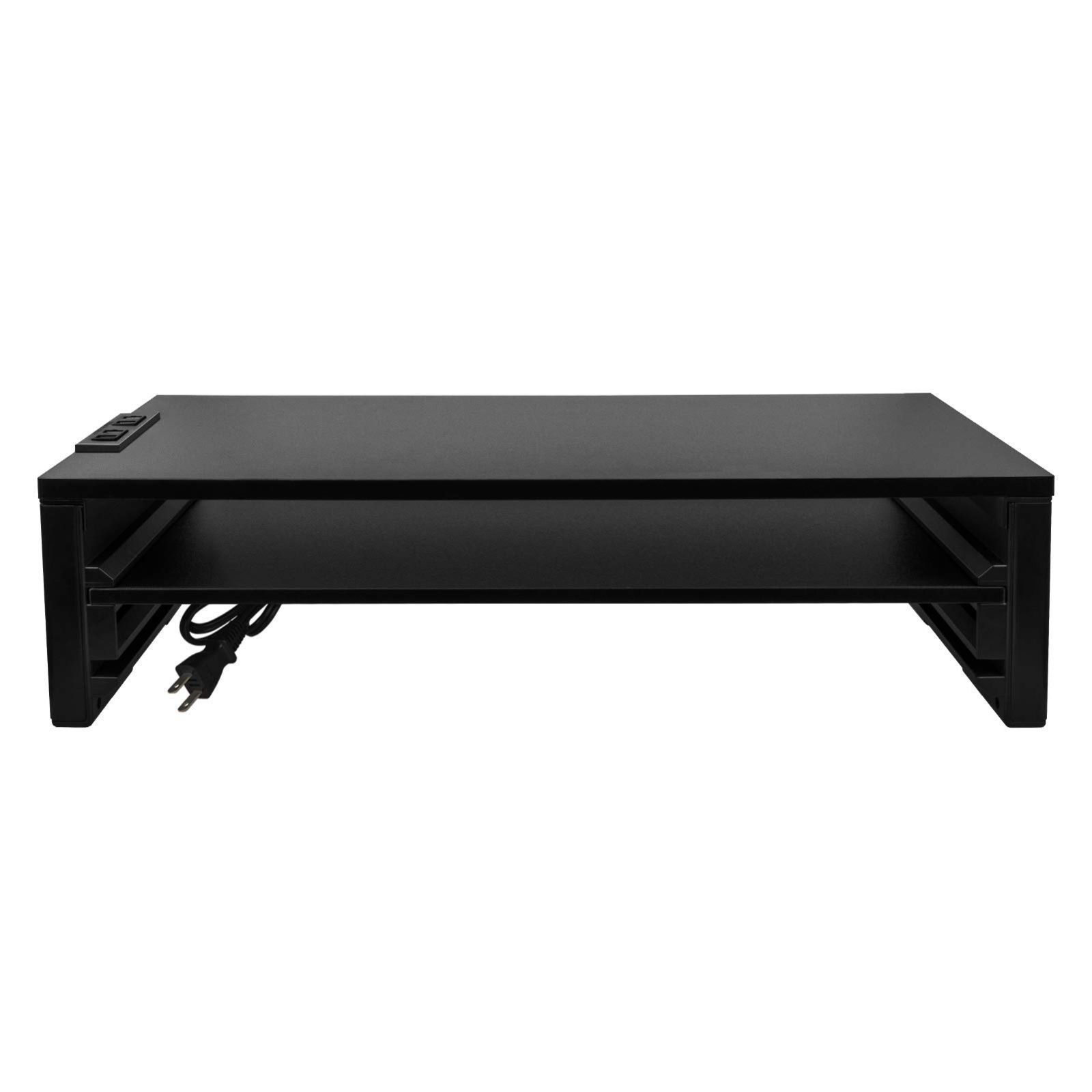『特価』 2口コンセント付き 木製天板54x23.5CM 机上台 PCキーボード収納ラック 二段式 パソコン モニター台 スタンド EAYHM プリンター台