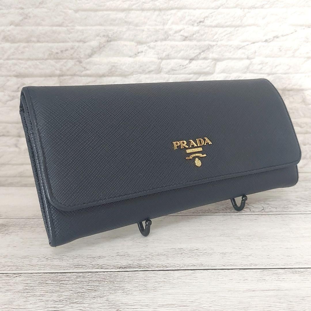 ✨極美品✨　PRADA プラダ　長財布　サフィアーノレザー　ロゴ刻印　ネイビー 極美品】PRADA プラダ サフィアーノ 長財布 ネイビー 紺