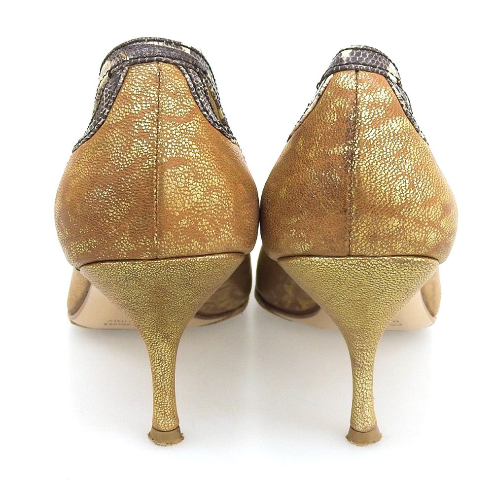 最大80％OFF - 『在庫ロス売買マーケット』 MIUMIU ヒールパンプス パイソン × ゴールド 美品 ミュウミュウ 靴
