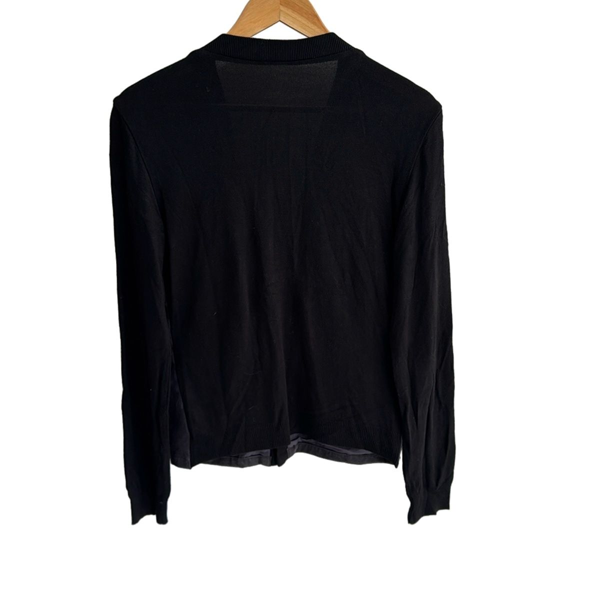 COMME CA MEN コムサメン カーディガン サイズM メンズ - 黒×ダークグレー 長袖|ニット|レザー|異素材切替