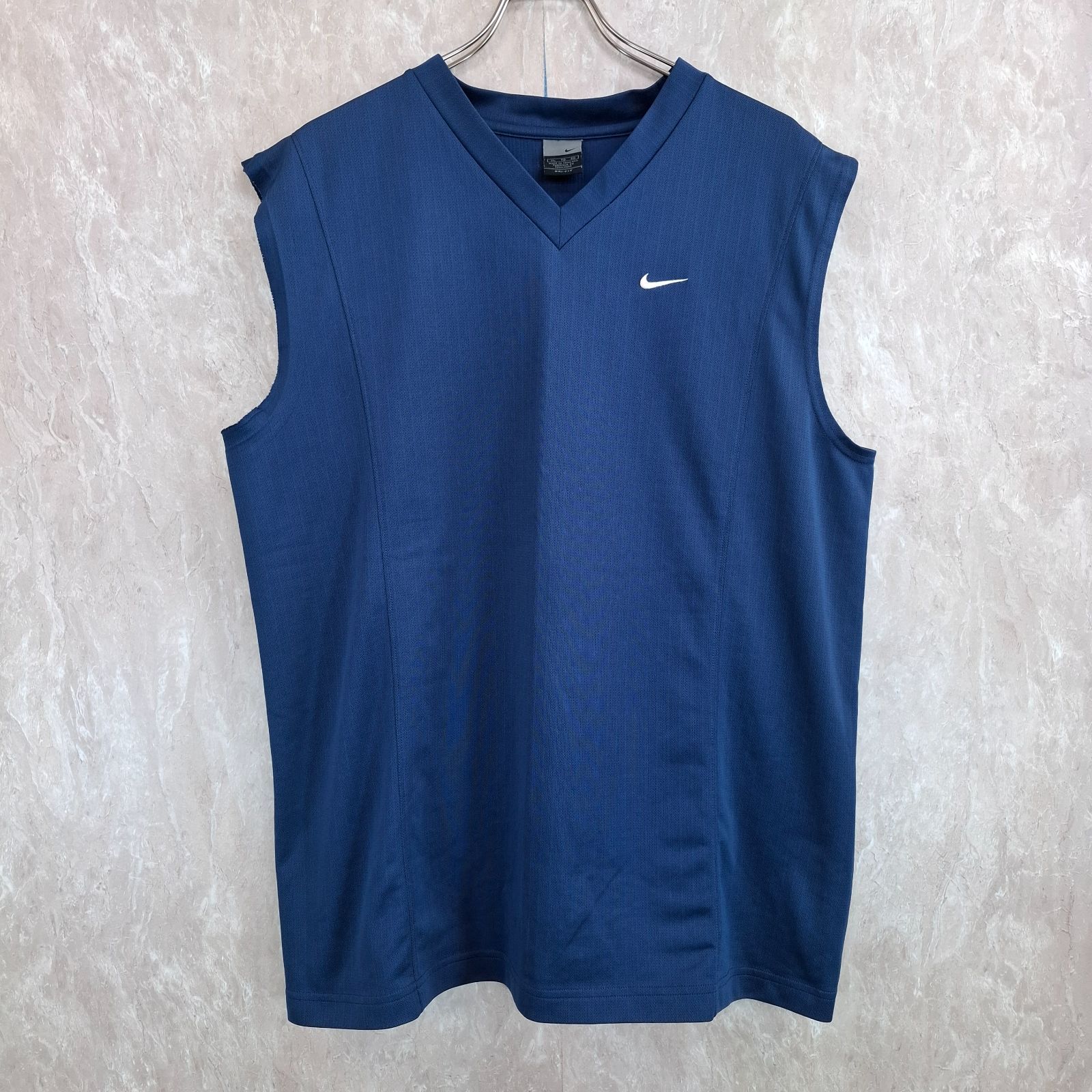 NIKE ナイキ DRI FIT ドライフィット ワンポイント刺<!-利用不可文字-!> シンプル ネイビー 濃紺 XL タンクトップ ノースリーブ