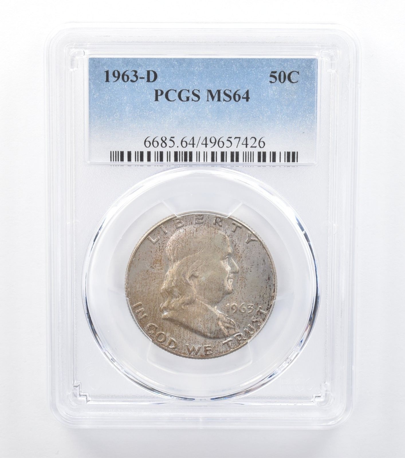 1963年-D フランクリン ハーフダラー MS64 PCGS T *7796