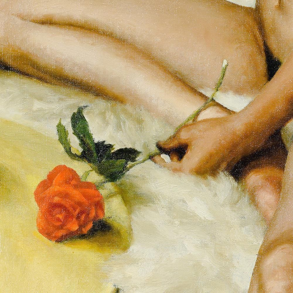 2192様感謝‼️秋‼️真作『天使』佐藤美江子　赤いドレスの天使　油彩肉筆シール差箱 真作】【WISH】佐藤照雄「薔薇の幸子 I」油彩 12号 傑作 1984年