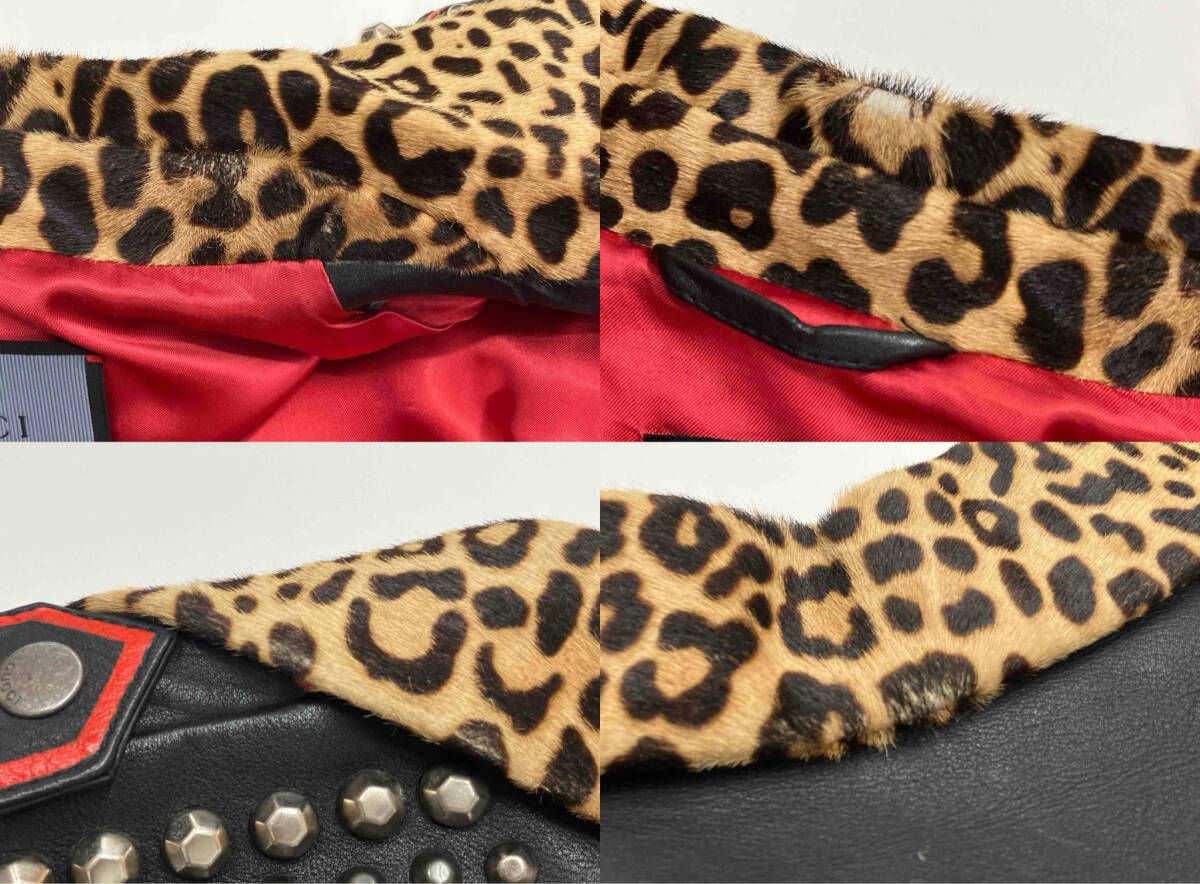♡美品♡GUCCI レザージャケット 黒 赤裏地 GUCCI グッチ アレッサンドロ・ミケーレ DIYコレクション ダガー