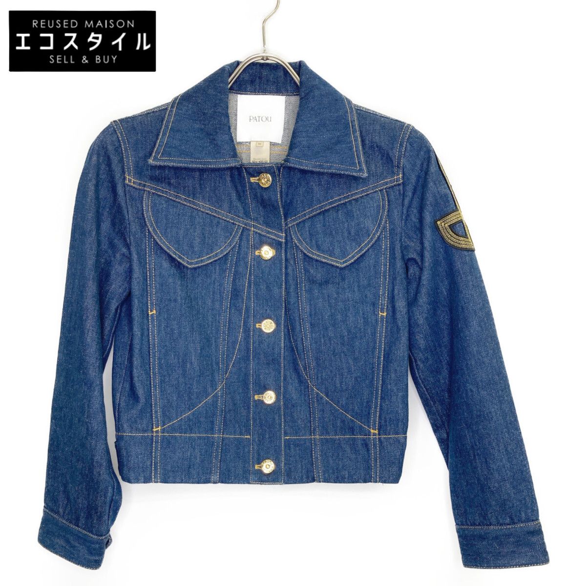 PATOU パトゥ デニム ジャケット PATOU パトゥ ブルー クロップド シャツ デニム JACKET デニム