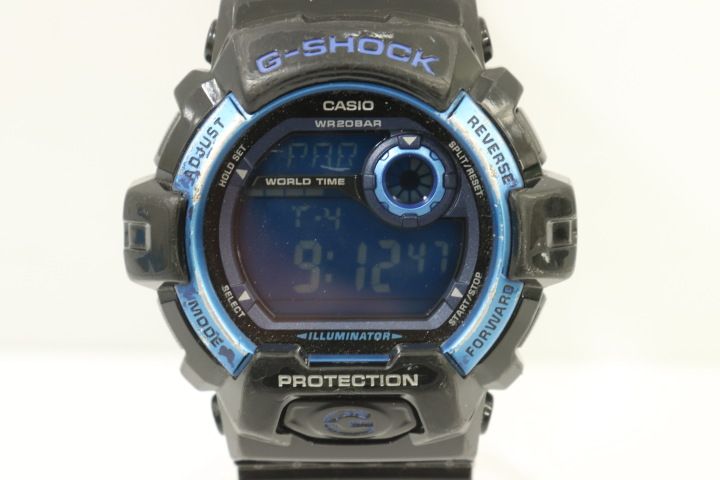 【中古】 CASIO メンズ腕時計 -- G-SHOCK G-8900A-1 CASIO -- 黒 ブラック 青 ブルー ロゴ