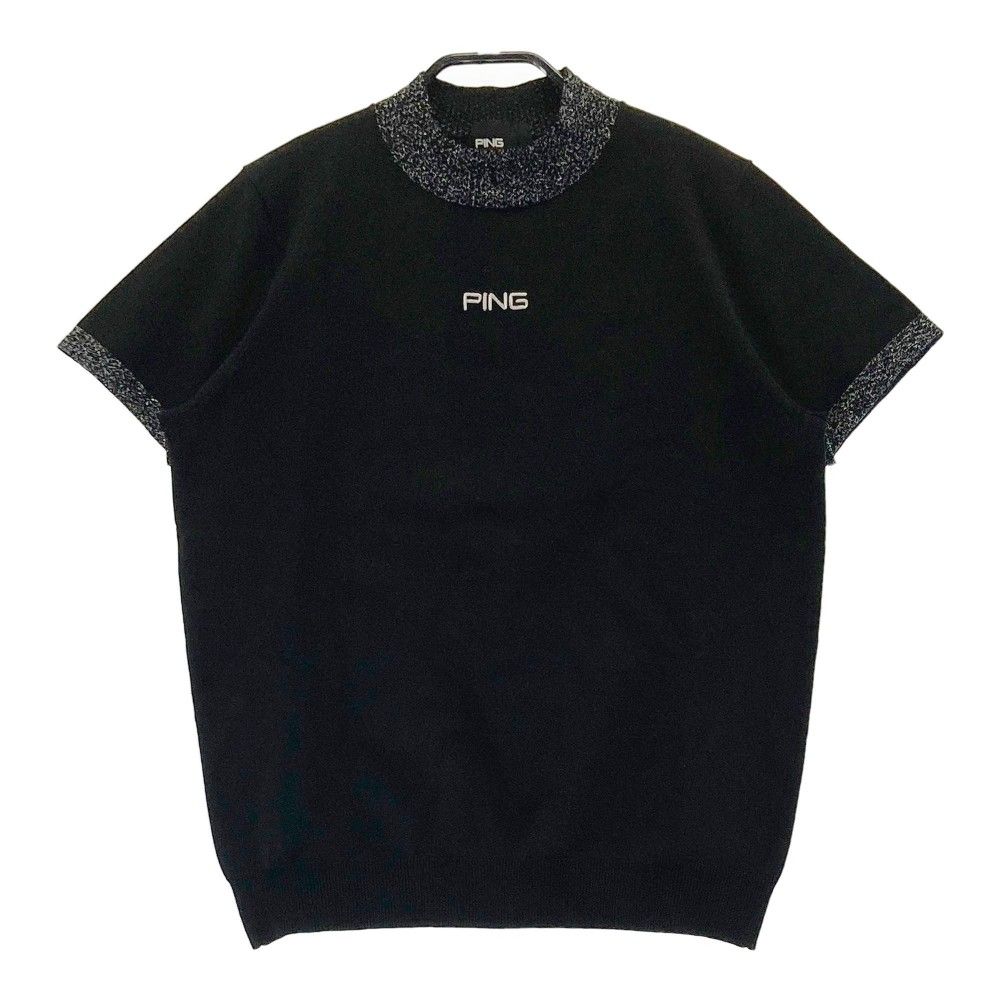 サイズ：M PING ピン  モックネック 半袖 ニットセーター  ブラック系 [240101385222] ゴルフウェア レディース ストスト