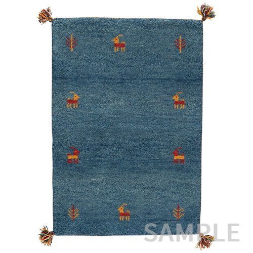ギャッベ　マット　GABBEH　D10　BL　約45×75cm