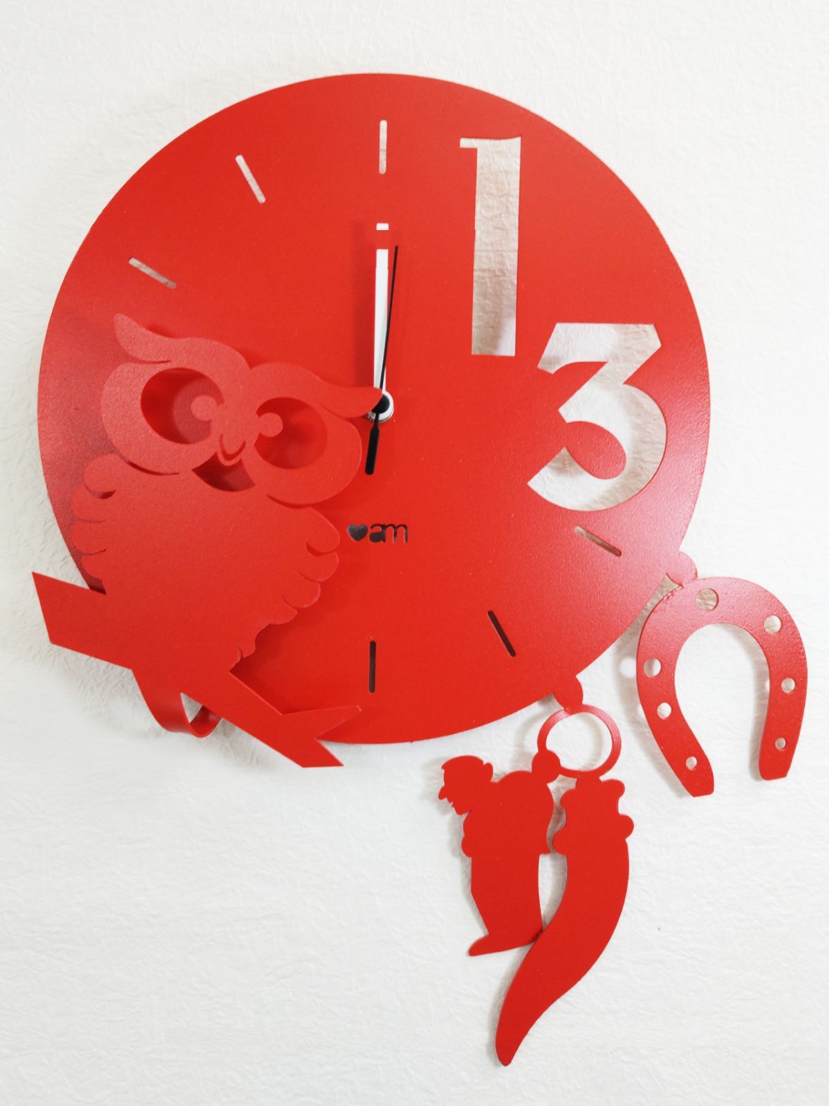 Arti e Mestieri LUCKY STRIKE 掛け時計 梟 フクロウ 縁起物 おまじない お守り 馬蹄 コルネ 11064-64